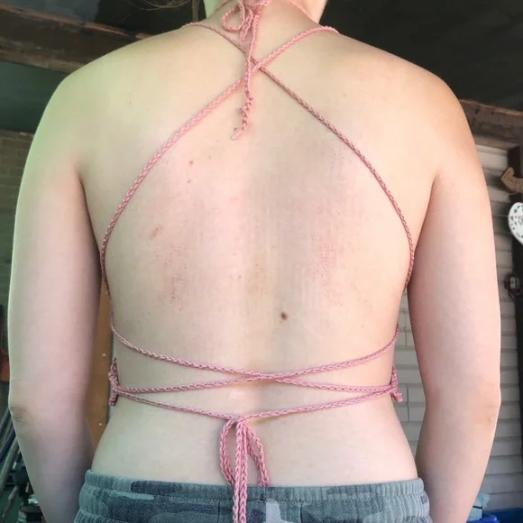 Handmade crochet butterfly top w/ ties - Picture 6 of 6